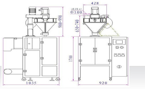 全自動(dòng)粉末包裝機(jī)平面圖